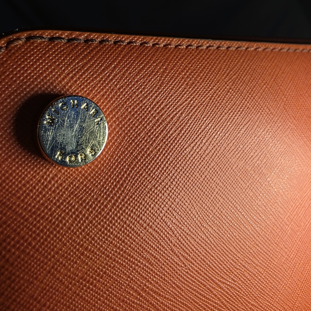 Michael Kors Cindy Medium Dome Satchel - Mandarin Saffiano Leather - Picture 14 of 16